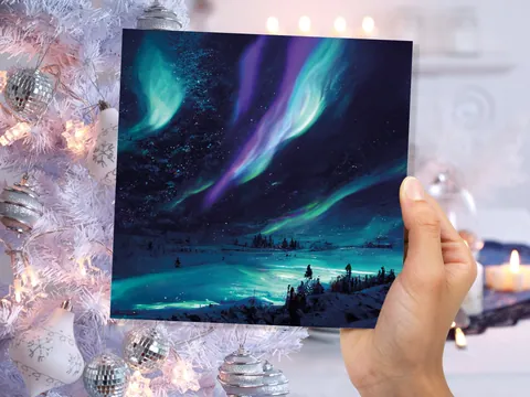 Icy Northern Lights Landscape Card - View 5