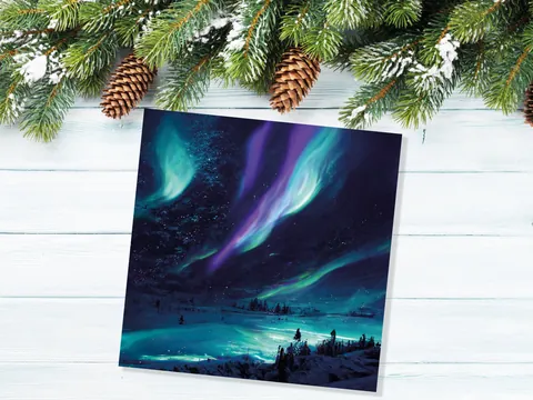 Icy Northern Lights Landscape Card - View 6