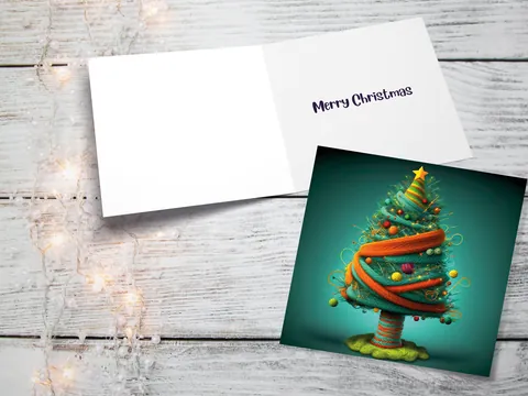 Knitters Christmas Tree Card Knitted Knitting Crochet Yarn Wool Crafters Crafting Woollen Bobbles Felt Xmas Cards For Family Friends 2026 - View 10