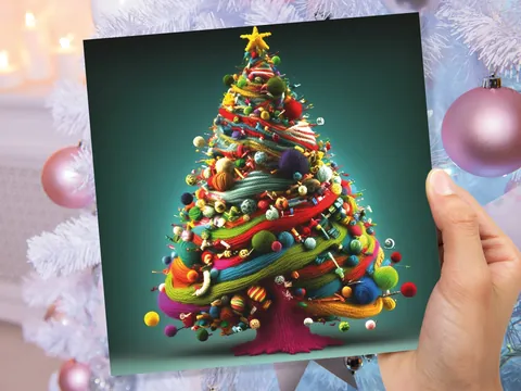 Crochet & Knitting Christmas Tree Card - View 7