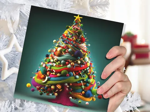 Crochet & Knitting Christmas Tree Card - View 6