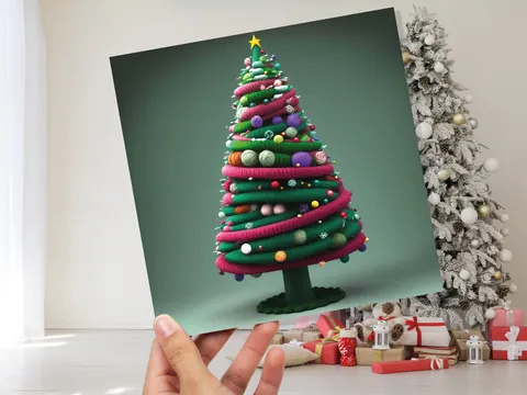 Knitters Christmas Tree Card Knitted Knitting Crocheters Yarn Wool Crafters Crafting Unusual Crafts Trees Xmas Cards For Family Friends 2026 - View 4