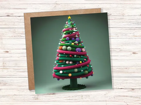 Knitters Christmas Tree Card Knitted Knitting Crocheters Yarn Wool Crafters Crafting Unusual Crafts Trees Xmas Cards For Family Friends 2026 - View 2