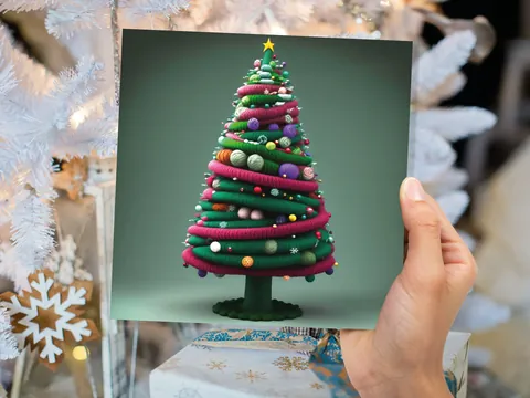 Knitters Christmas Tree Card Knitted Knitting Crocheters Yarn Wool Crafters Crafting Unusual Crafts Trees Xmas Cards For Family Friends 2026 - View 9