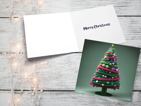Knitters Christmas Tree Card Knitted Knitting Crocheters Yarn Wool Crafters Crafting Unusual Crafts Trees Xmas Cards For Family Friends 2026 - View 3