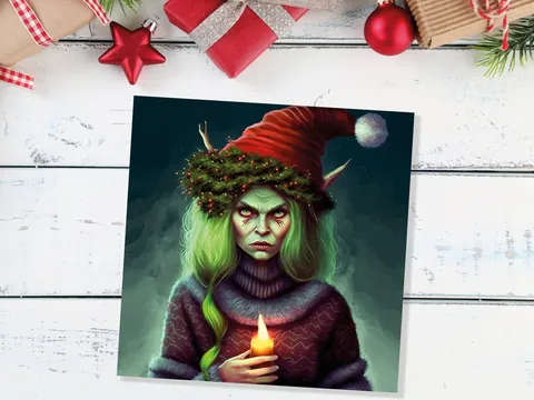 Witchy Female Krampus Christmas Card - View 3