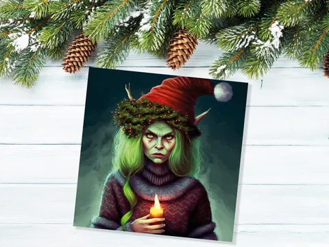 Witchy Female Krampus Christmas Card - View 6