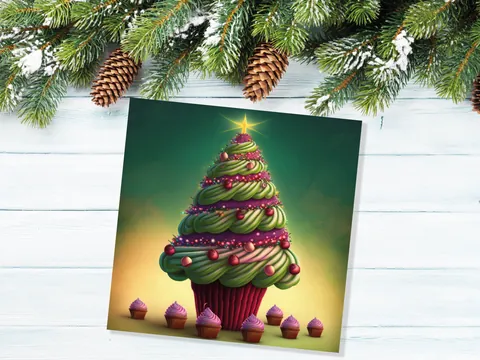 Cupcake Christmas Card – Pink Sprinkles