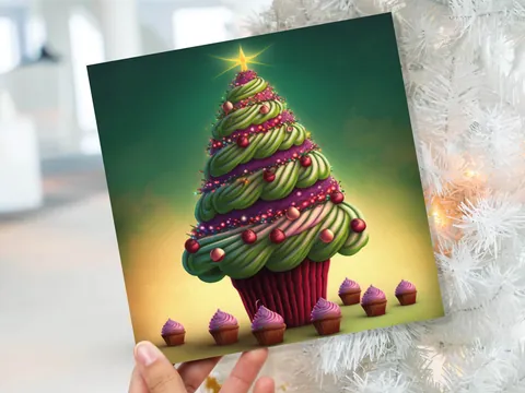Cupcake Christmas Card – Pink Sprinkles - View 9