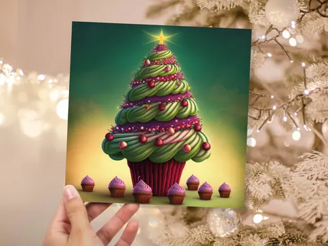 Cupcake Christmas Card – Pink Sprinkles - View 3