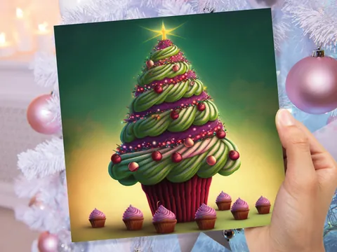Cupcake Christmas Card – Pink Sprinkles - View 7