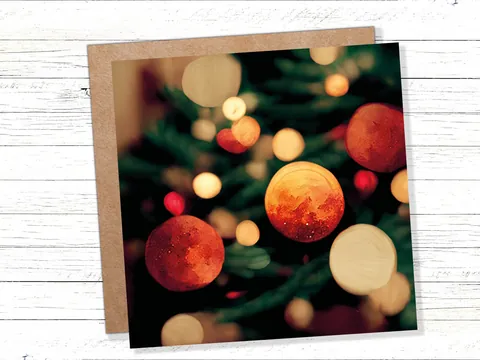 Abstract Christmas Card Tree with Bokeh Lights Magical Twinkling Fairy Light Pretty Unique Whimsical Greetings Family Friends Xmas 2026 - View 3