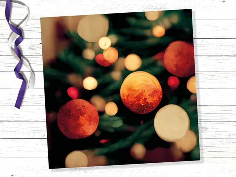 Abstract Christmas Card Tree with Bokeh Lights Magical Twinkling Fairy Light Pretty Unique Whimsical Greetings Family Friends Xmas 2026 - View 7
