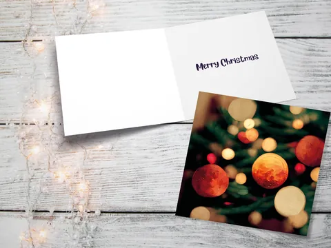 Abstract Christmas Card Tree with Bokeh Lights Magical Twinkling Fairy Light Pretty Unique Whimsical Greetings Family Friends Xmas 2026 - View 2