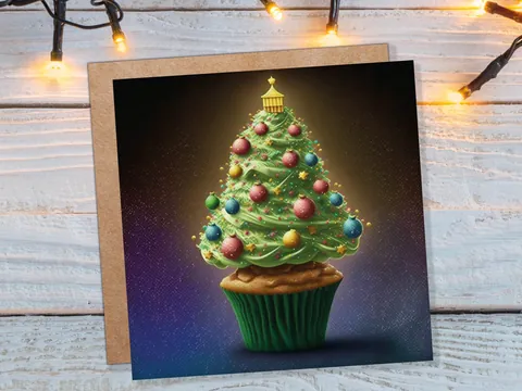 Cupcake Christmas Card – Pastel Baubles - View 10
