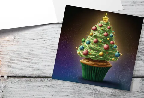 Cupcake Christmas Card – Pastel Baubles - View 3