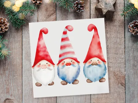Gonk Christmas Card – Red Curled Hats - View 7