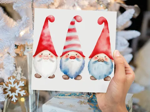 Gonk Christmas Card – Red Curled Hats - View 5