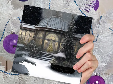 Winter Garden Card Greenhouse Orangery Gardeners Snow Victorian Mansion Country House Greetings Cards For Family Friends Xmas 2026 Thank You - View 6