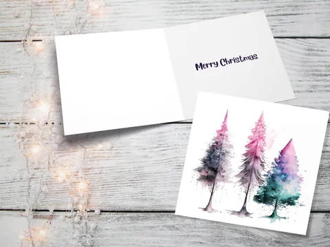 Teal and Purple Christmas Trees Card - View 10