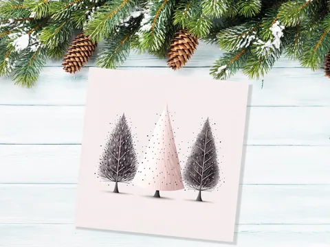 Christmas Tree Illustration Card – Pink - View 5