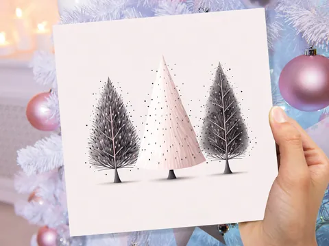 Christmas Tree Illustration Card – Pink - View 8