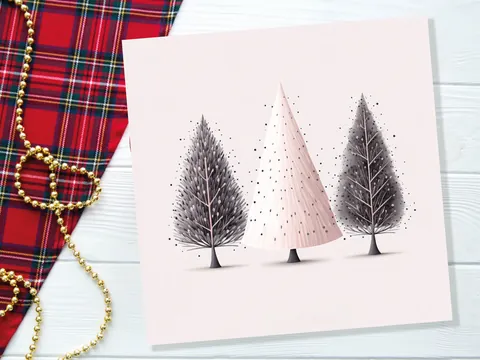 Christmas Tree Illustration Card – Pink - View 6
