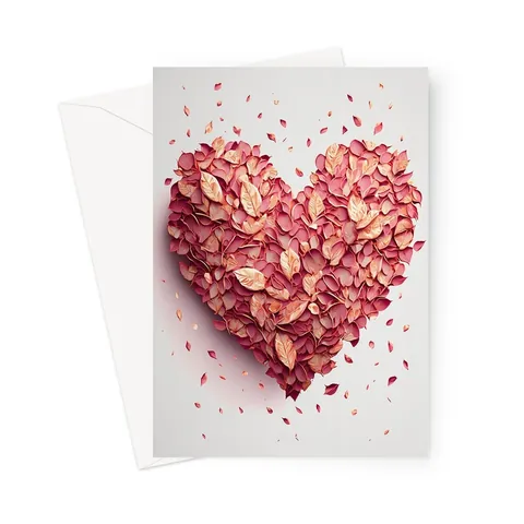 Pink Rose Petal Heart Valentine's Card - View 3
