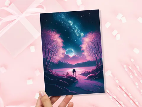 Galaxy Moonlight Anniversary Card