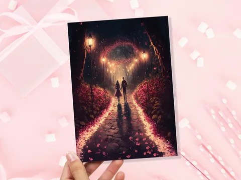 Glowing Heart Garden Anniversary Card - View 5