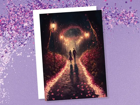 Glowing Heart Garden Anniversary Card - View 4