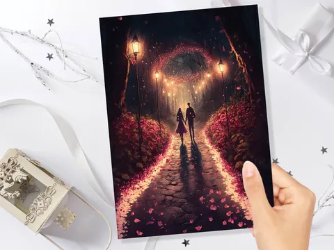 Glowing Heart Garden Anniversary Card