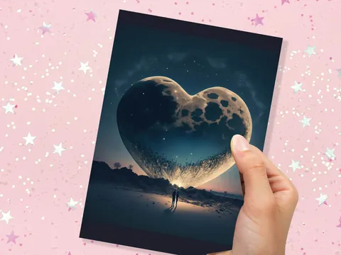 Heart-Shaped Moon Anniversary Card - View 7