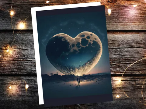 Heart-Shaped Moon Anniversary Card - View 2