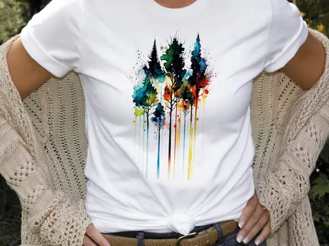 Rainbow Watercolour Trees T-Shirt