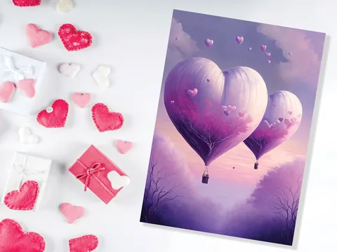 Heart Hot Air Balloon Anniversary Card - View 8