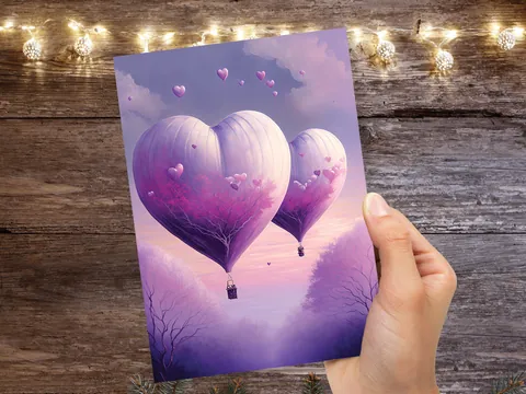Heart Hot Air Balloon Anniversary Card - View 2