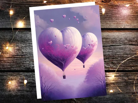 Heart Hot Air Balloon Anniversary Card - View 3