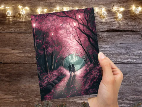 Pink Woodland Garden Anniversary Card - View 9