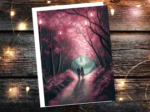 Pink Woodland Garden Anniversary Card - View 8