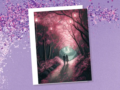 Pink Woodland Garden Anniversary Card - View 4