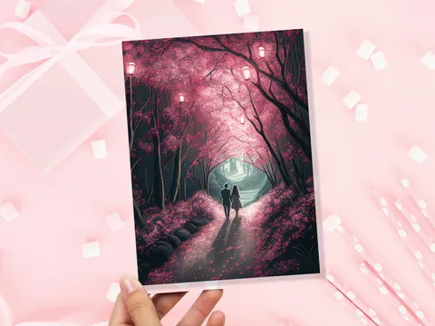 Pink Woodland Garden Anniversary Card - View 5