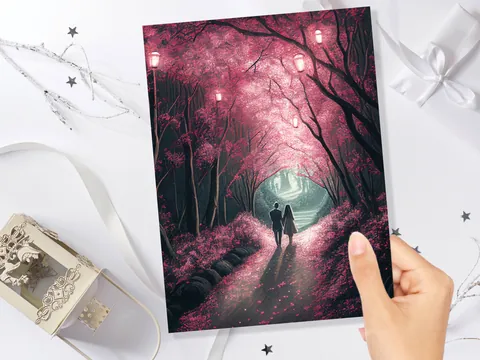 Pink Woodland Garden Anniversary Card - View 10