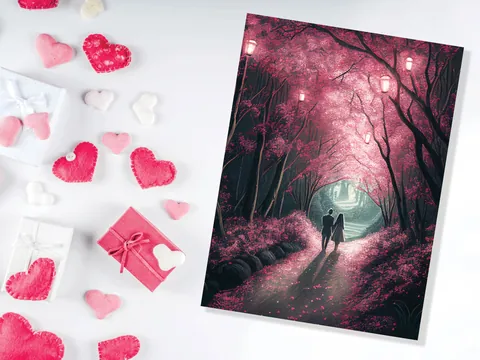 Pink Woodland Garden Anniversary Card - View 7