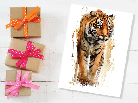 Watercolour Tiger Birthday Card - View 5
