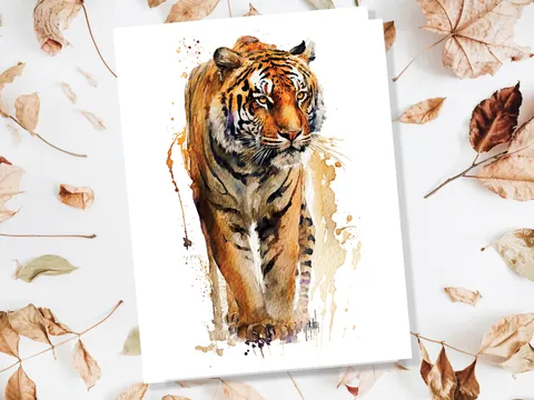 Watercolour Tiger Birthday Card - View 6