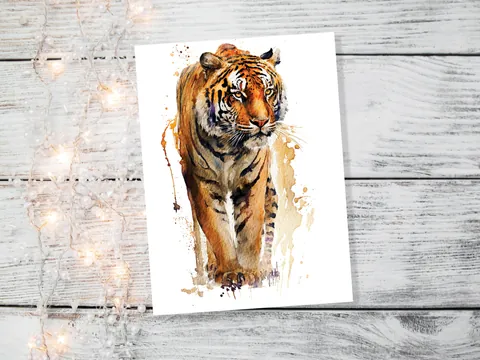 Watercolour Tiger Birthday Card