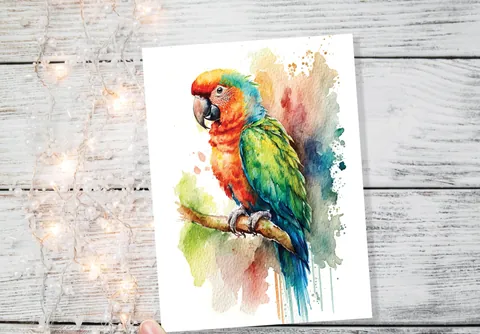 Tropical Parrot Card