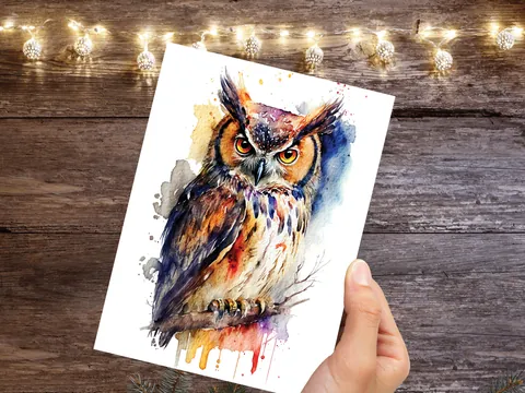 Dark Academia Owl Good Luck Card