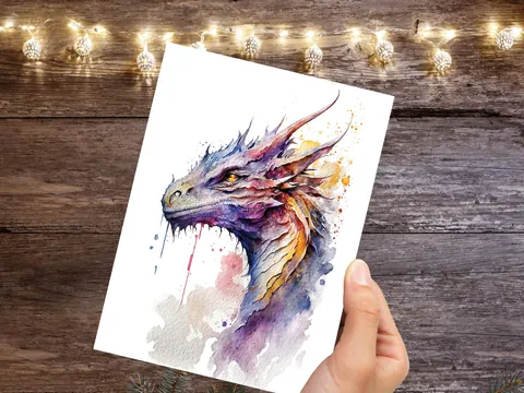 Watercolour Dragon Birthday Card - View 6